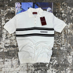Guci Knitted Polo White